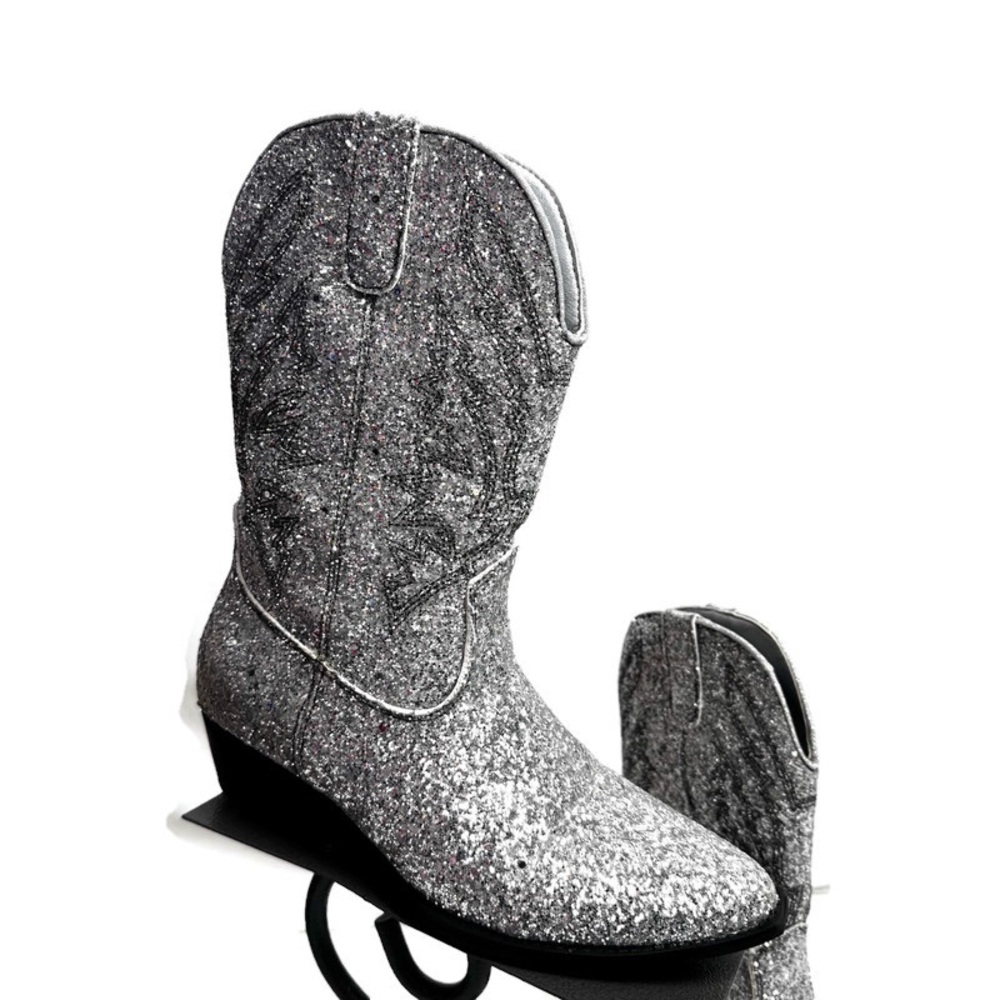 Portland Boot Co. Silver Sequin Cowgirl Cowboy Boots Size 6